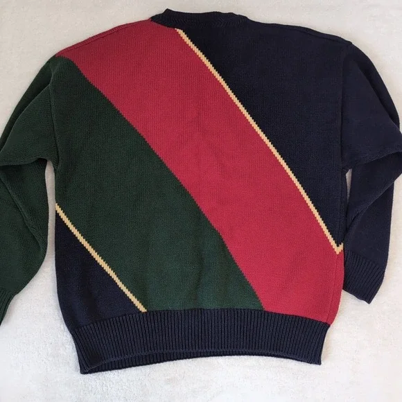 Vintage 90s Nautica Mens M Rainbow Color Block Cotton Knit Dad